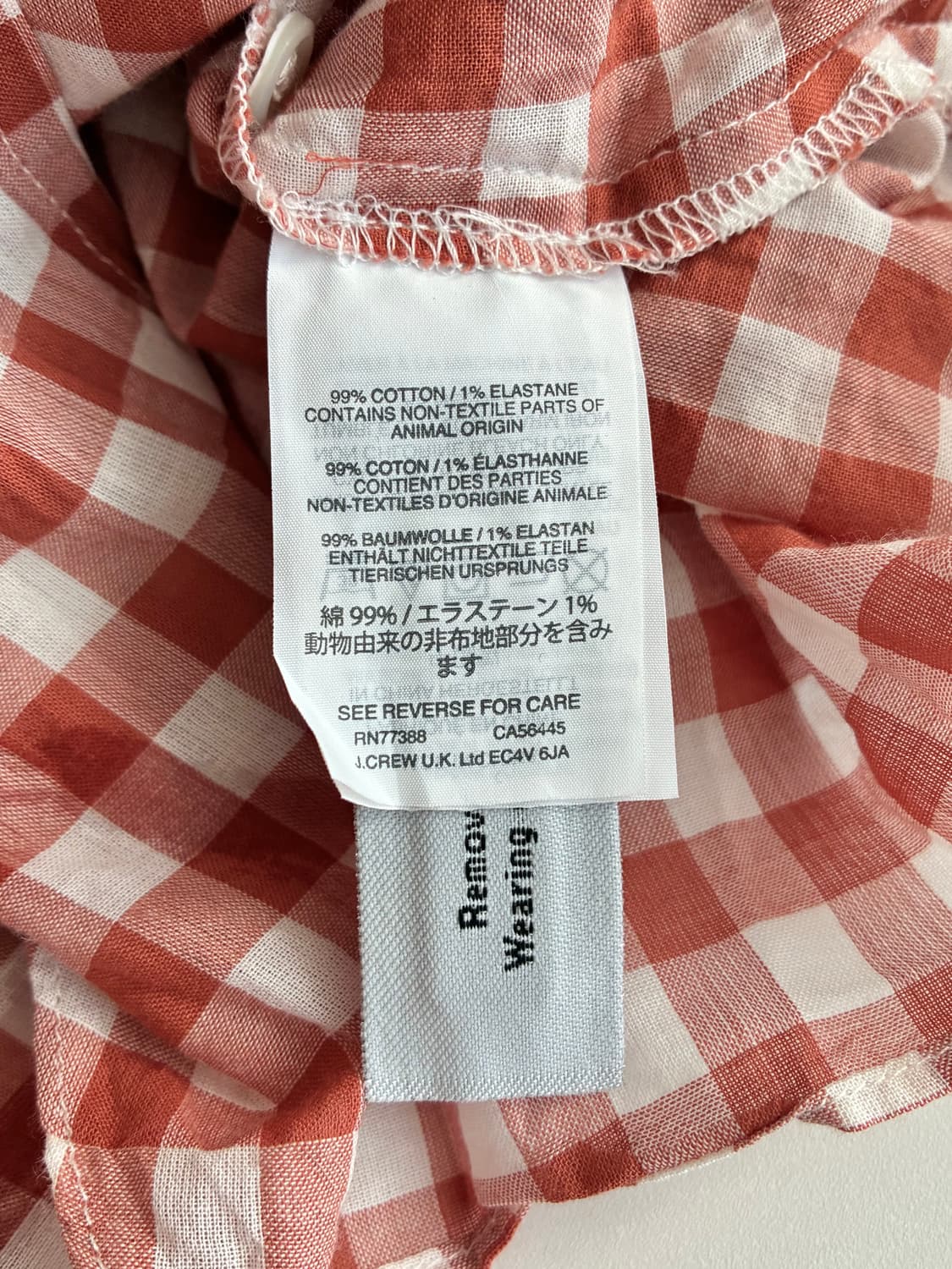 L) 새상품 제이크루 타이 프론트 체크 셔츠 오렌지 상품이미지6