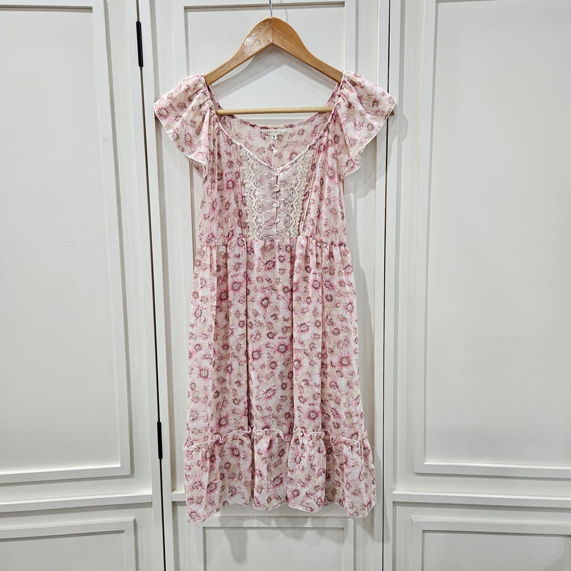 레스트로즈(LEST ROSE) 플라워 쉬폰 레이스 원피스 상품이미지1