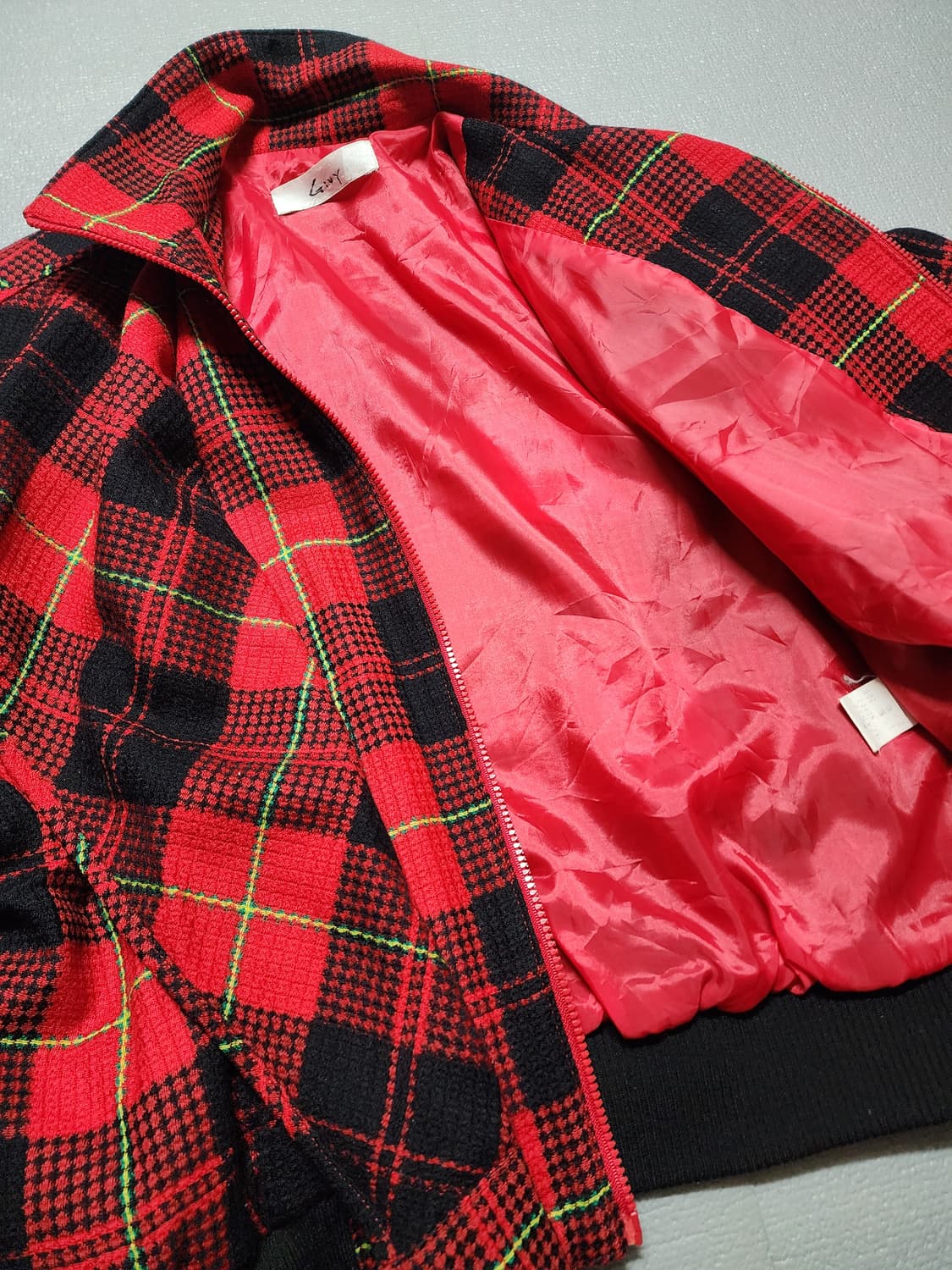 빈티지 GIVY 기비 레드 블랙 체크 울 블루종 자켓 상품이미지9