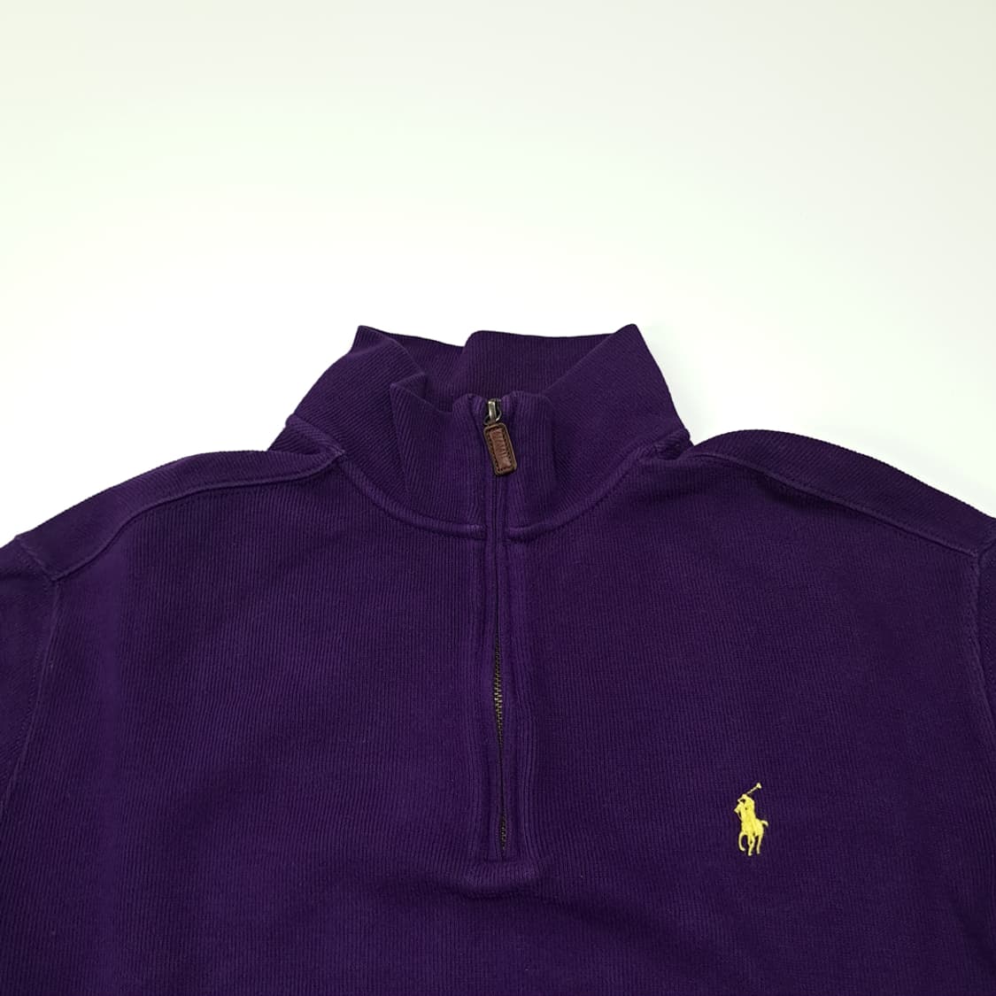 CL413 L 폴로 90s 코튼 가죽풀러 퍼플 하프집업 니트 스웨터 상품이미지2