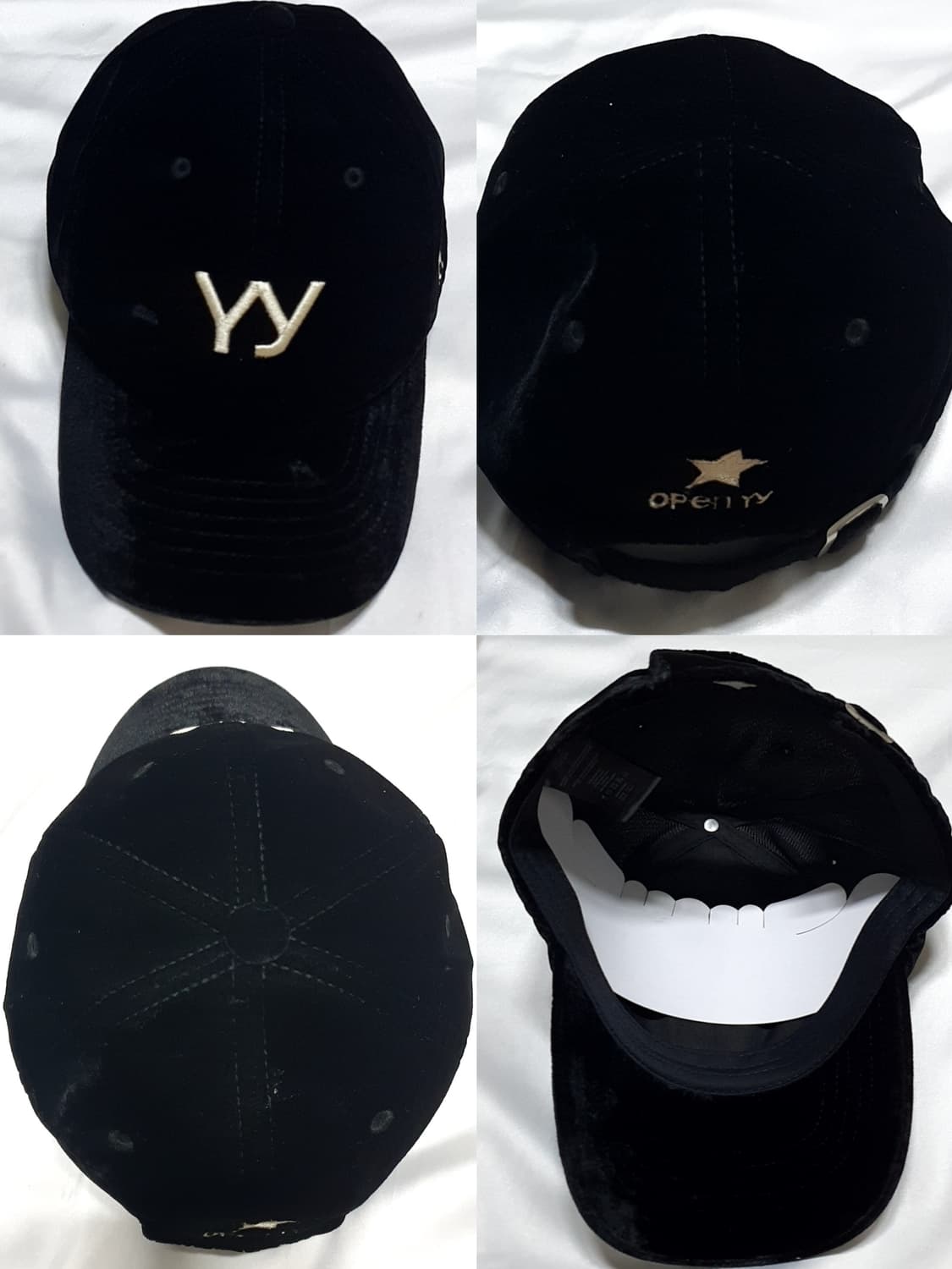블랙 옐로우 오픈와이와이 벨벳 볼캡 모자 ㅎㅈ 상품이미지4