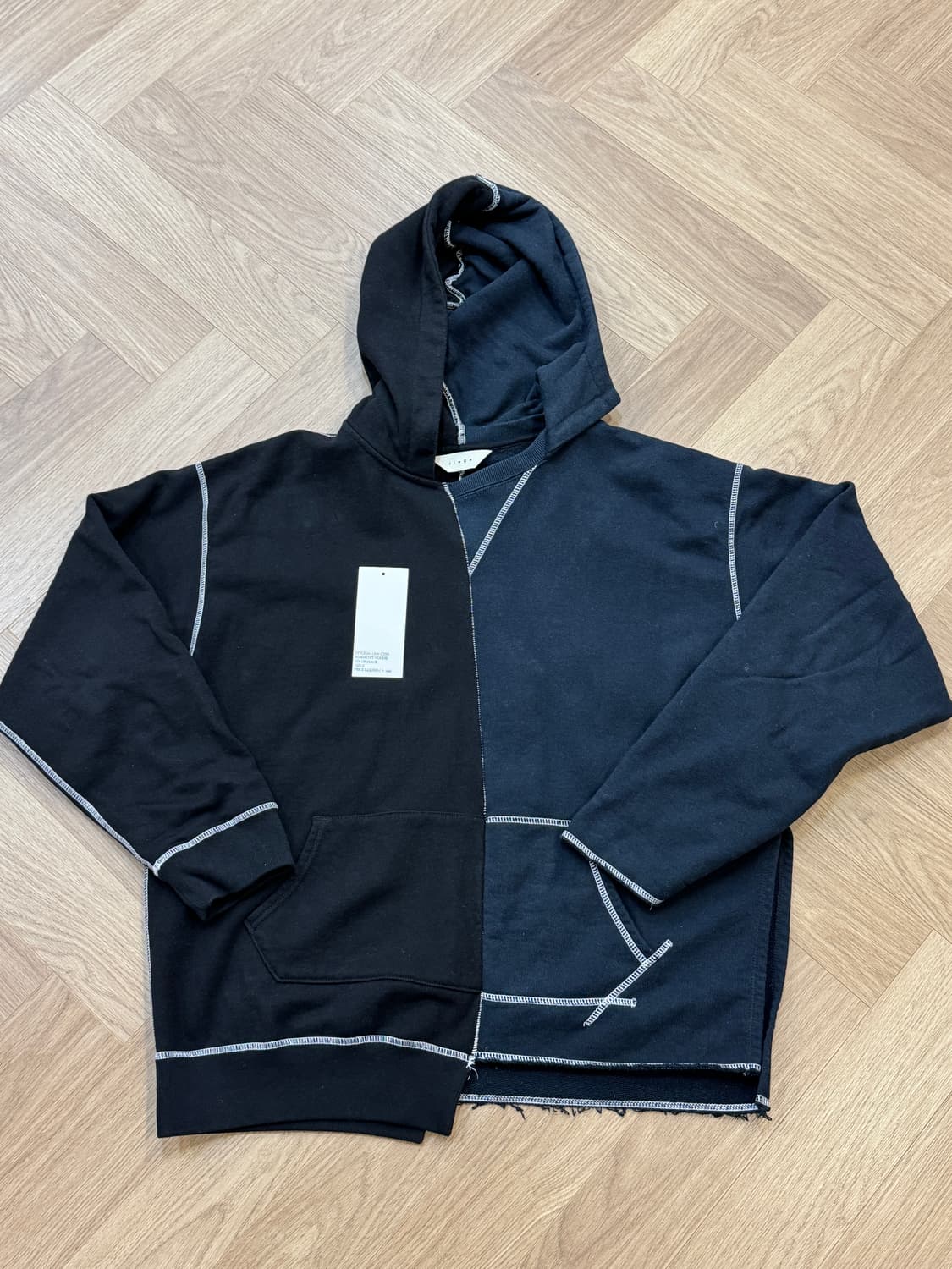 지에다 비대칭 후디 - 블랙 2사이즈 상품이미지2