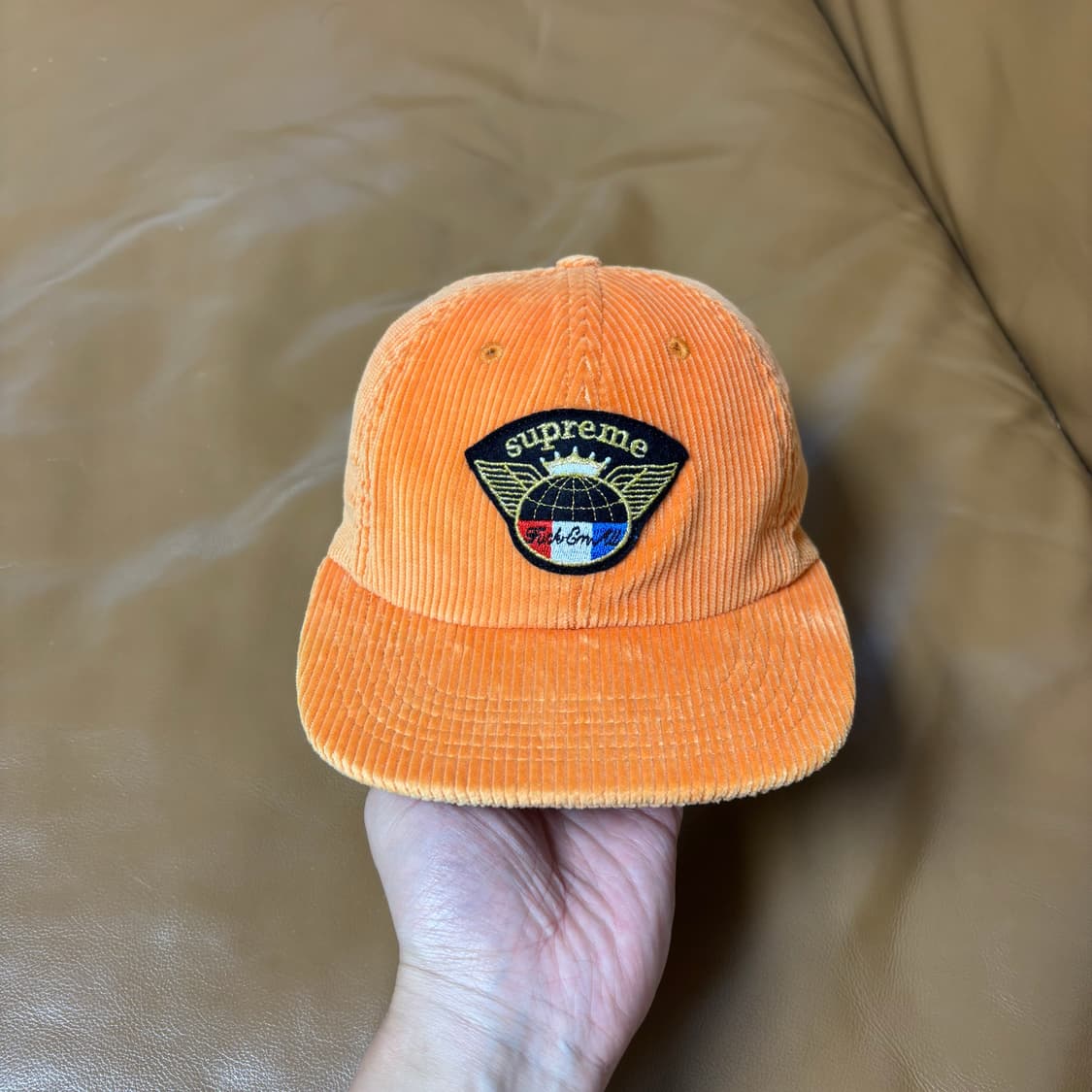 Supreme 슈프림 코듀로이 오렌지 윙 패치 로고 6패널 볼캡 모자 상품이미지2
