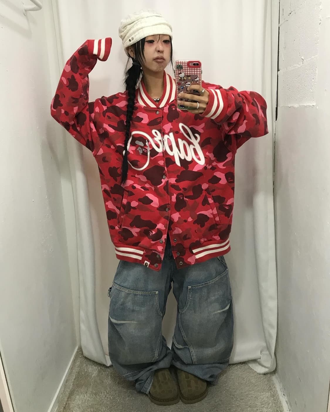 Bape Red Camouflage Varsity Jacket 상품이미지4
