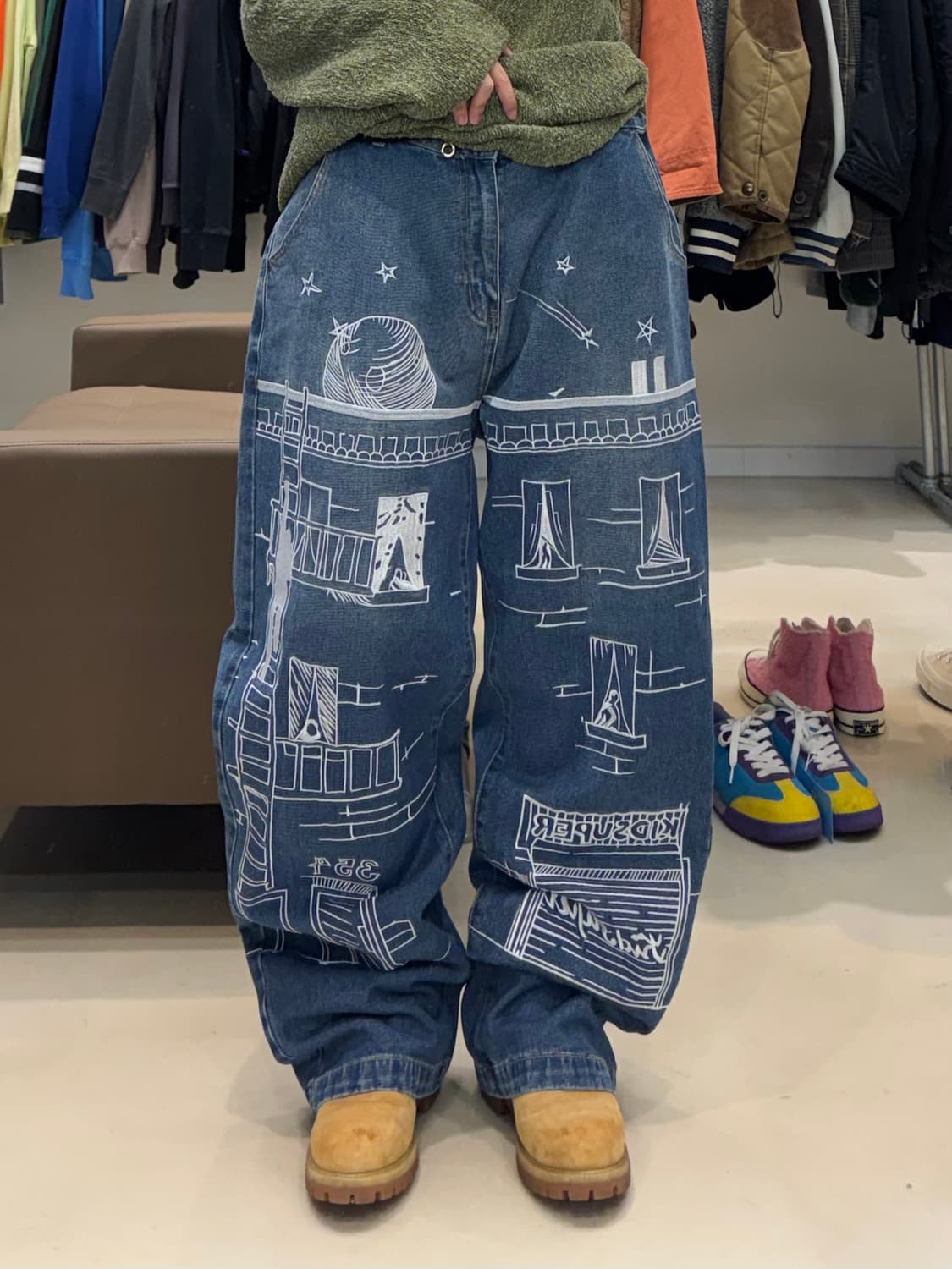 키드슈퍼스튜디오 자수 그래픽 데님팬츠 상품이미지5