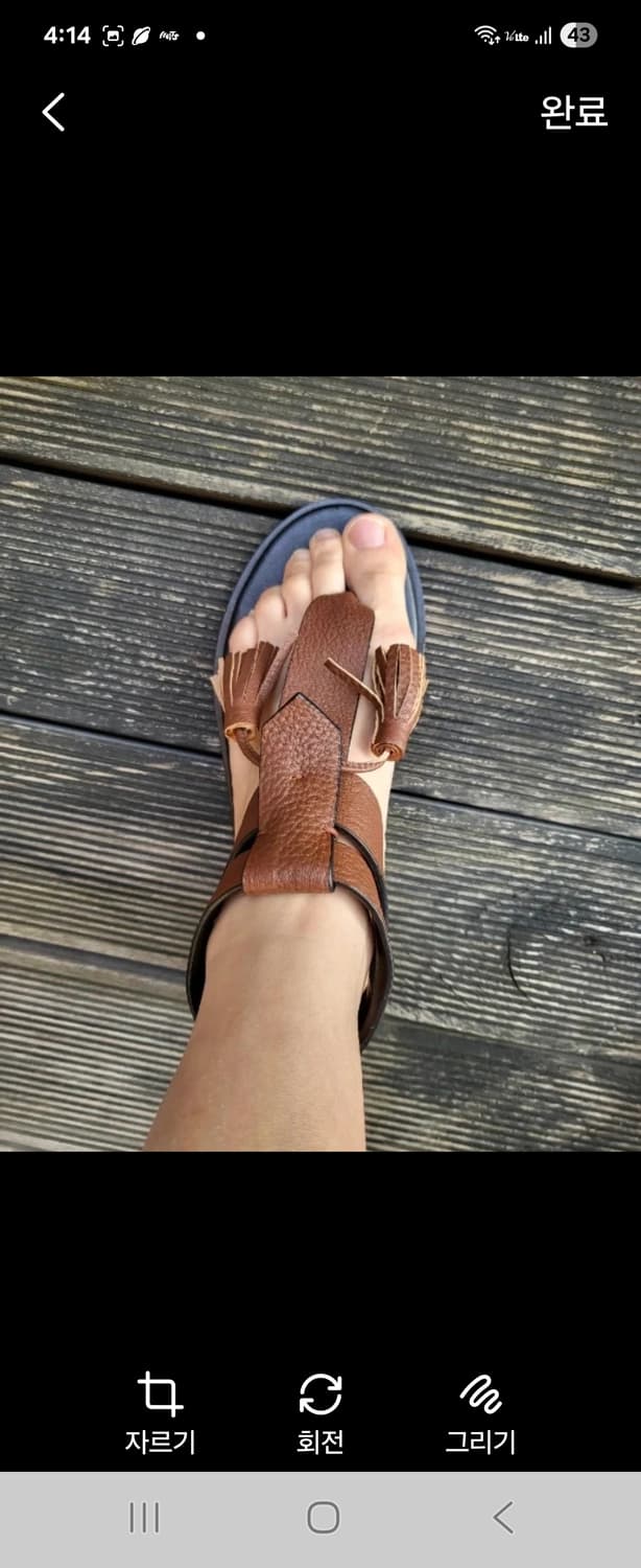 (새제품)데무 가죽 키높이 편안한 갈색 글래디 에이터 샌들225-235 상품이미지5