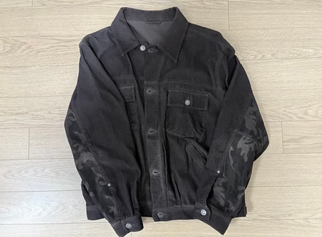 2) 24fw 초판 폴리테루 유즈드 트러커 코듀로이 카모 브라운 상품이미지2