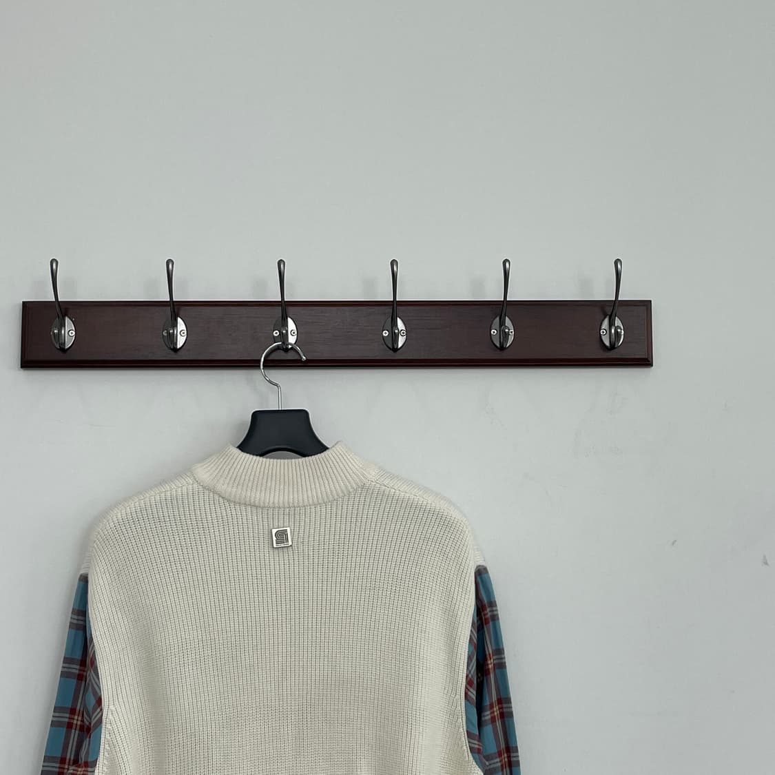 솔리드옴므 니트 베스트 레이어링 오버핏 체크 셔츠 상품이미지4