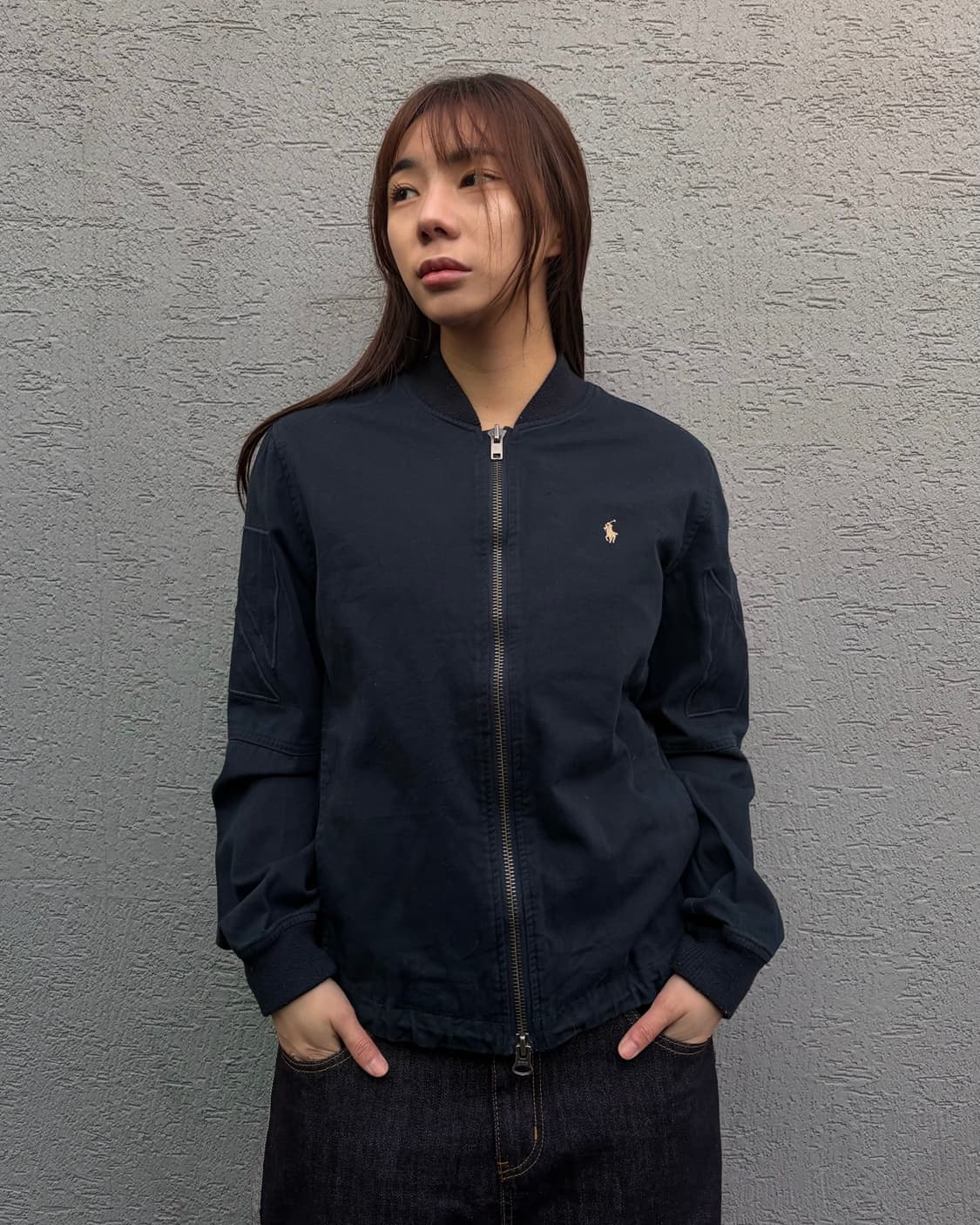 90s POLO navy cotton ma-1 bluson jacket 상품이미지1