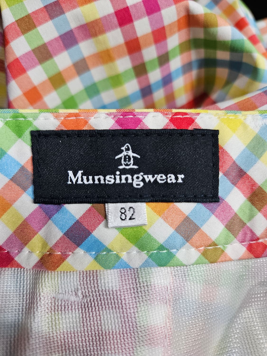 먼싱웨어 스트라이프 체크 남성 슬림핏 허리 32 골프바지  상품이미지3