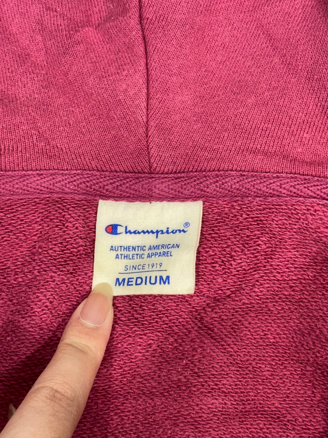 챔피온 버건디 후드 집업 로고 져지 M 상품이미지7
