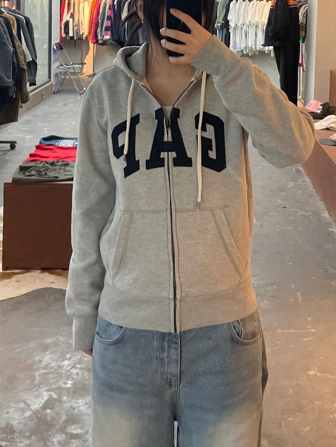 갭 로고 그레이 후드집업 H2371 상품이미지1