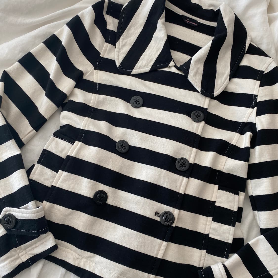 빈티지 스트라이프 코튼 숏자켓 / 버튼 카라 상품이미지2