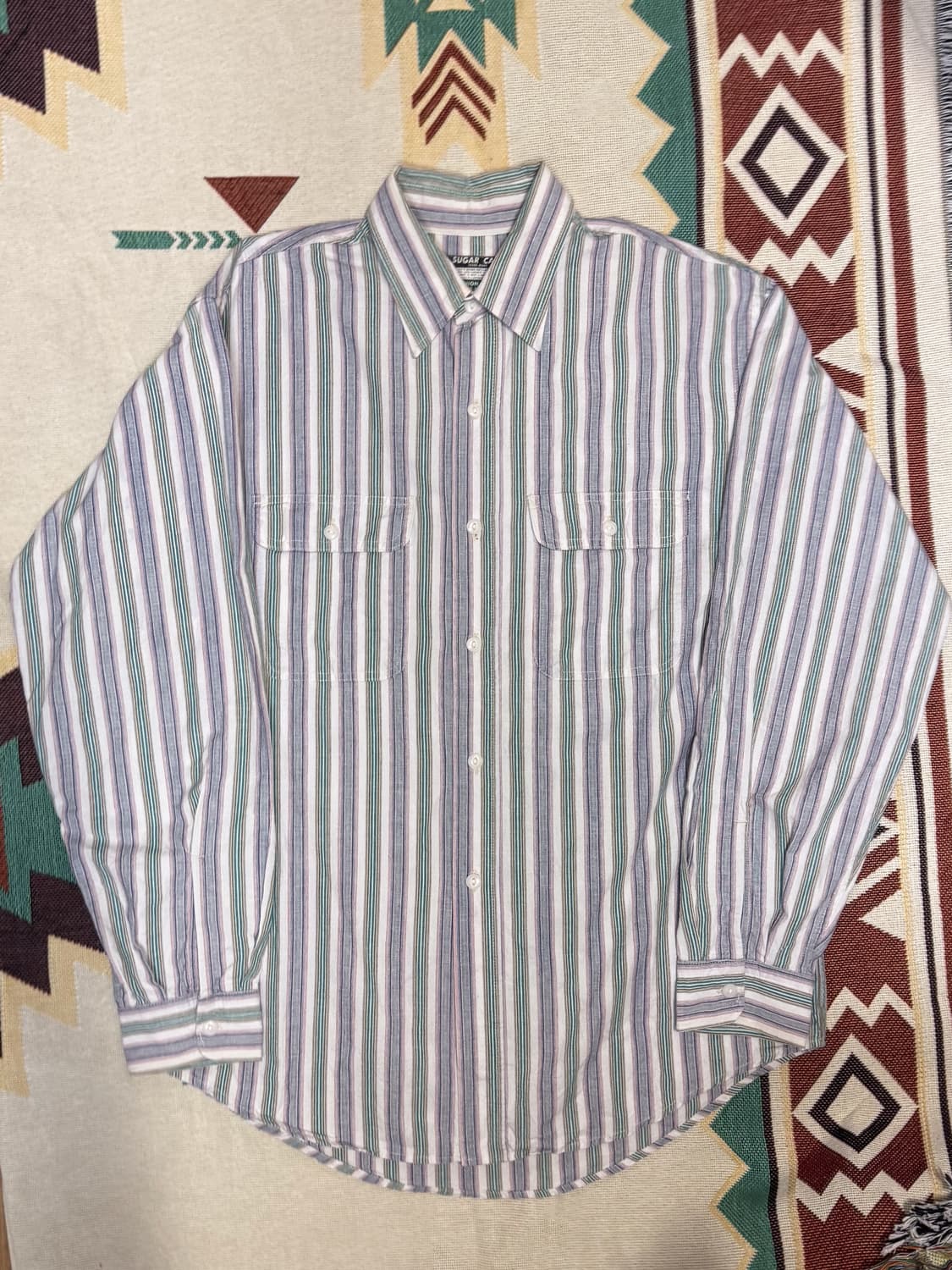 슈가케인 인디고 스트라이프 워크셔츠 L 상품이미지1