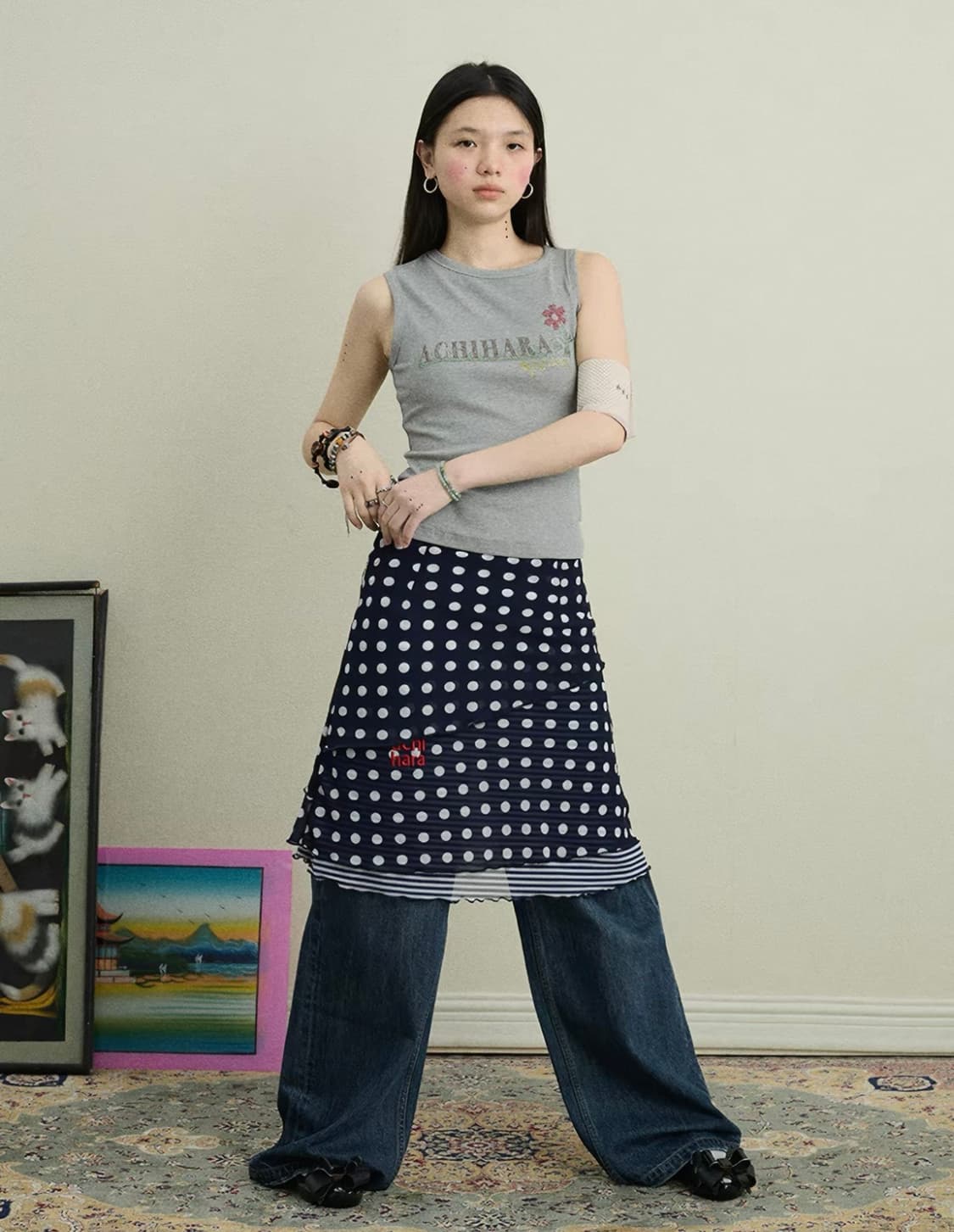 Achihara  민소매, 치마 상품이미지1