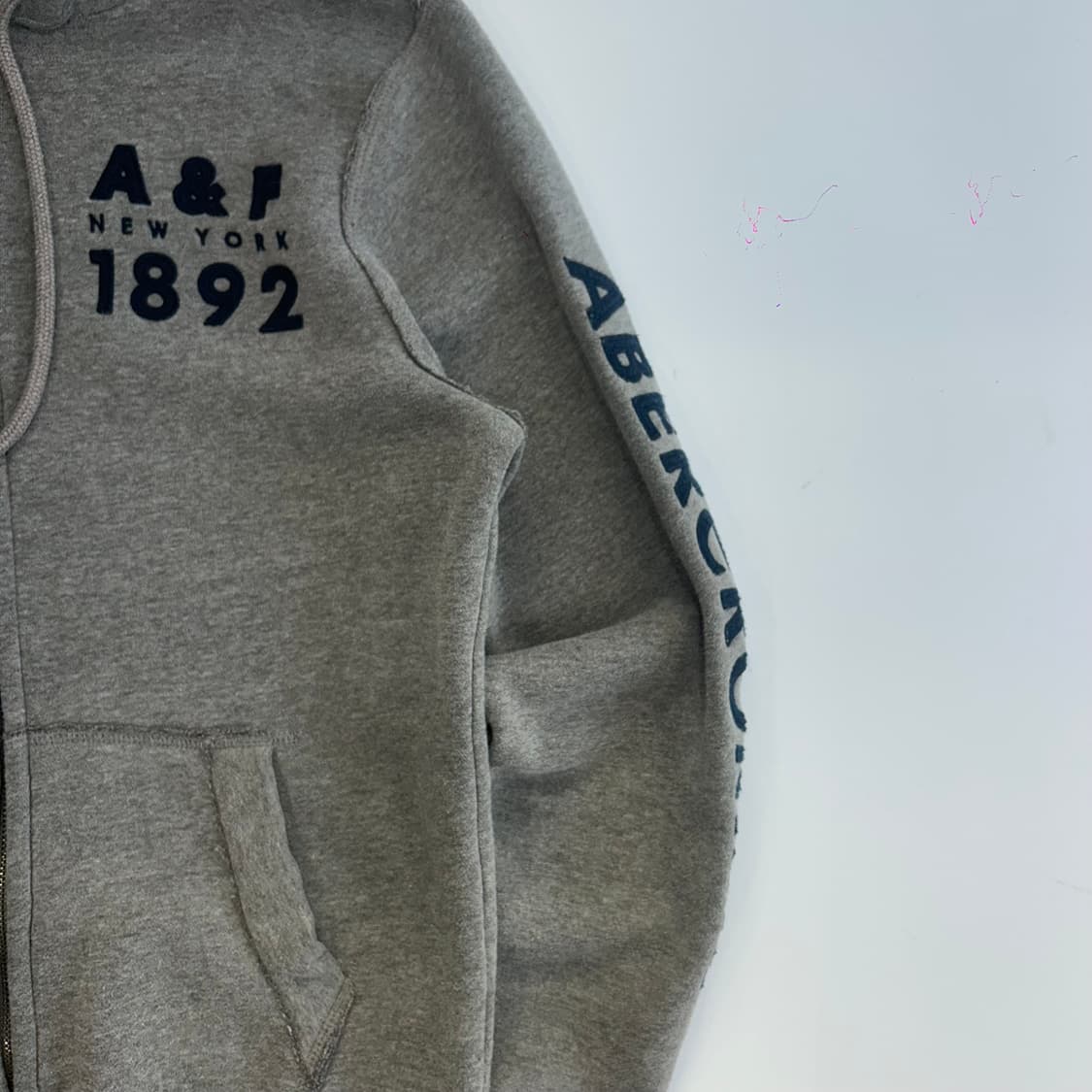 Abercrombie 아베크롬비 A&F 사이드로고 그래이 후드집업 상품이미지5