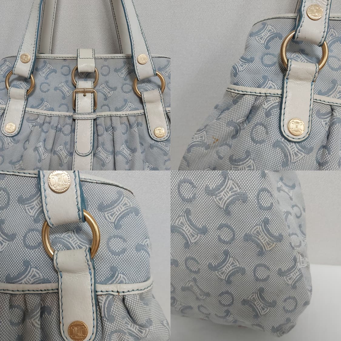 셀린느 트리오페 스카이블루 캔버스 숄더백 (정품) 상품이미지4