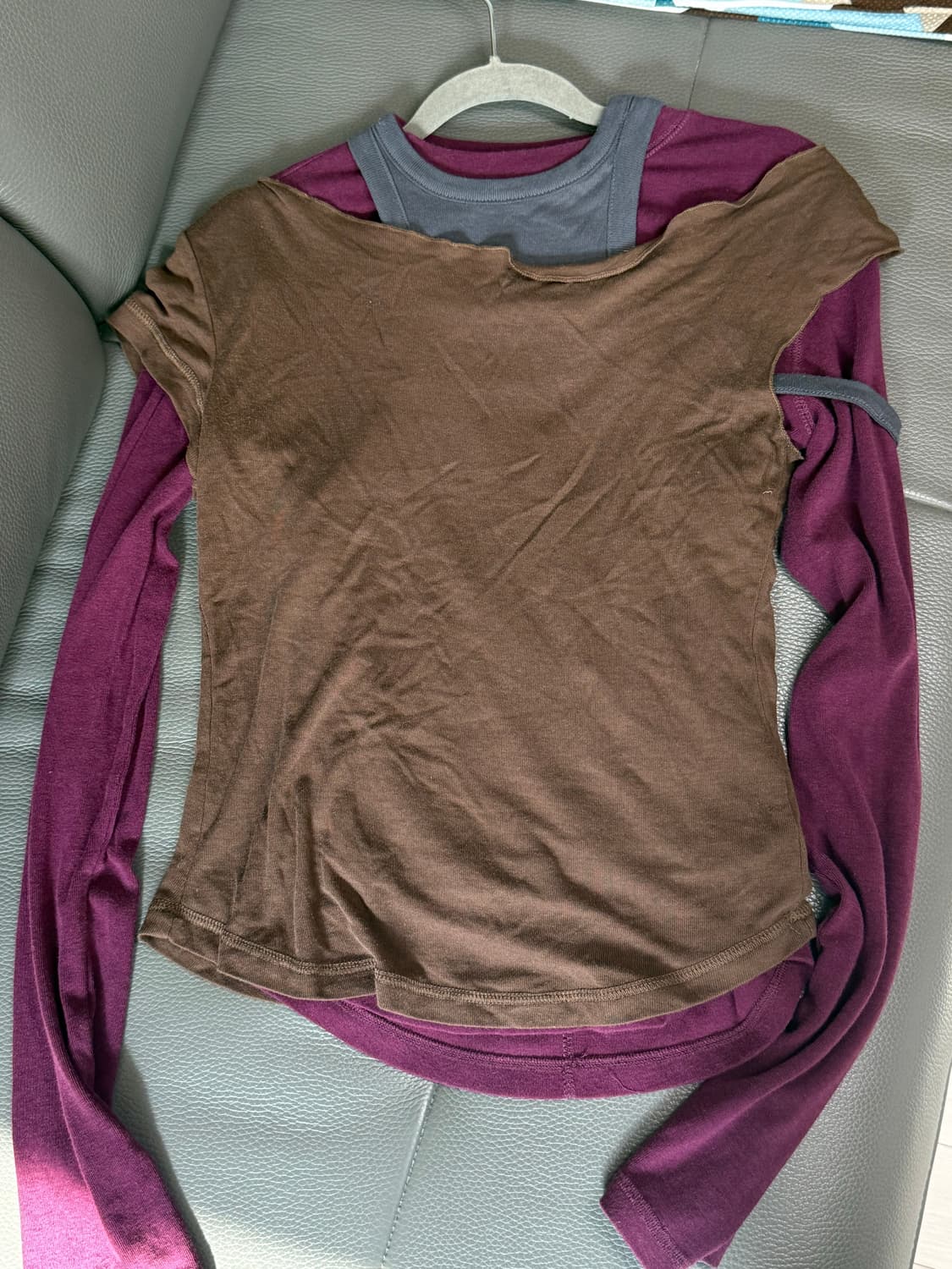 파르티멘토 우먼 언발란스 레이어드 탑 퍼플 상품이미지2