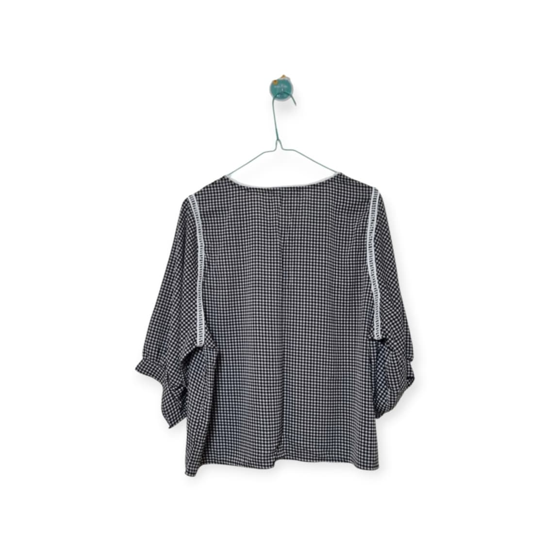 La Tium 블랙 앤 화이트 체크 7부 블라우스/프리사이즈 66추천 상품이미지5