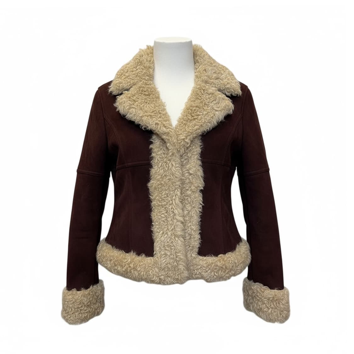 JPN VINTAGE 스웨이드 시어링 숏자켓 패널절개 빅카라 디테일 모카 상품이미지1