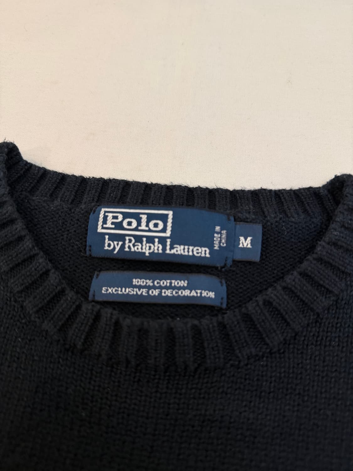 폴로 랄프로렌 라운드넥 코튼 니트 블랙 상품이미지3