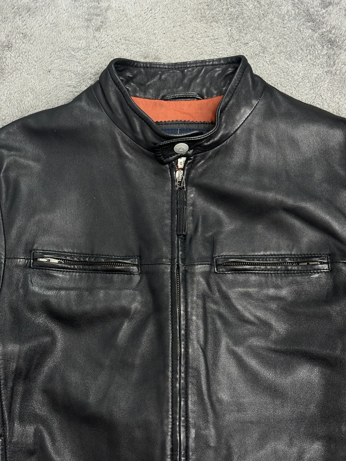 00s ARMANI JEANS 라이더 레더 자켓 L 상품이미지4