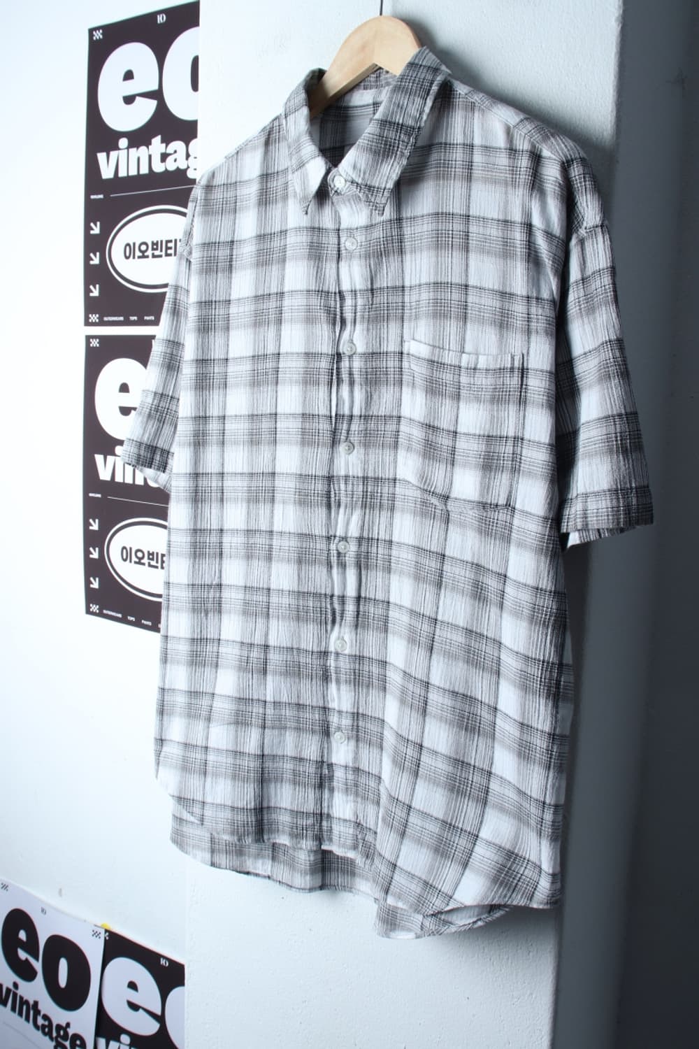 (XL-2XL) 에잇세컨즈 반팔 카라 티셔츠 셔츠 남방 체크-H32748 상품이미지1