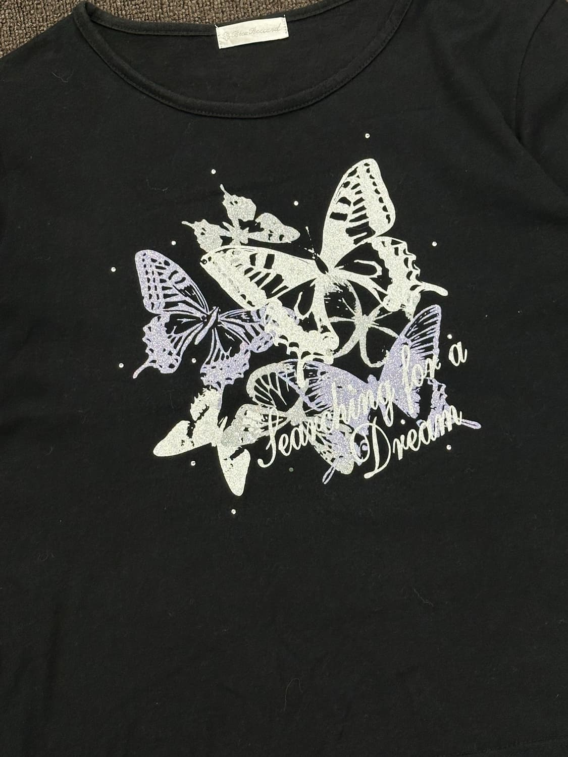 M)Japanese vintage 여성 나비 프린팅 큐빅 반팔 상품이미지3