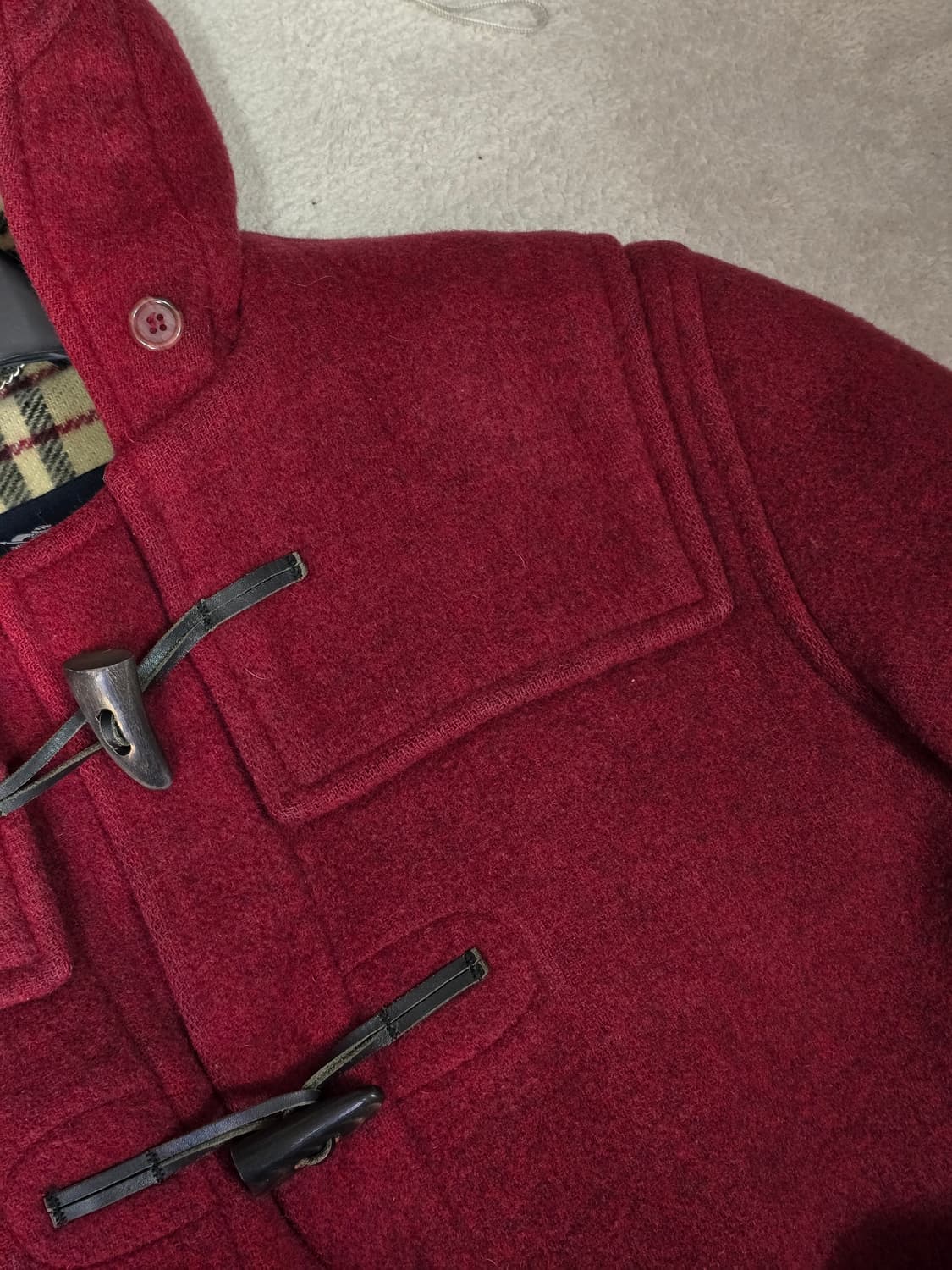 Burberry 버버리 레드 체크 후드 더플 떡볶이 코트 상품이미지4
