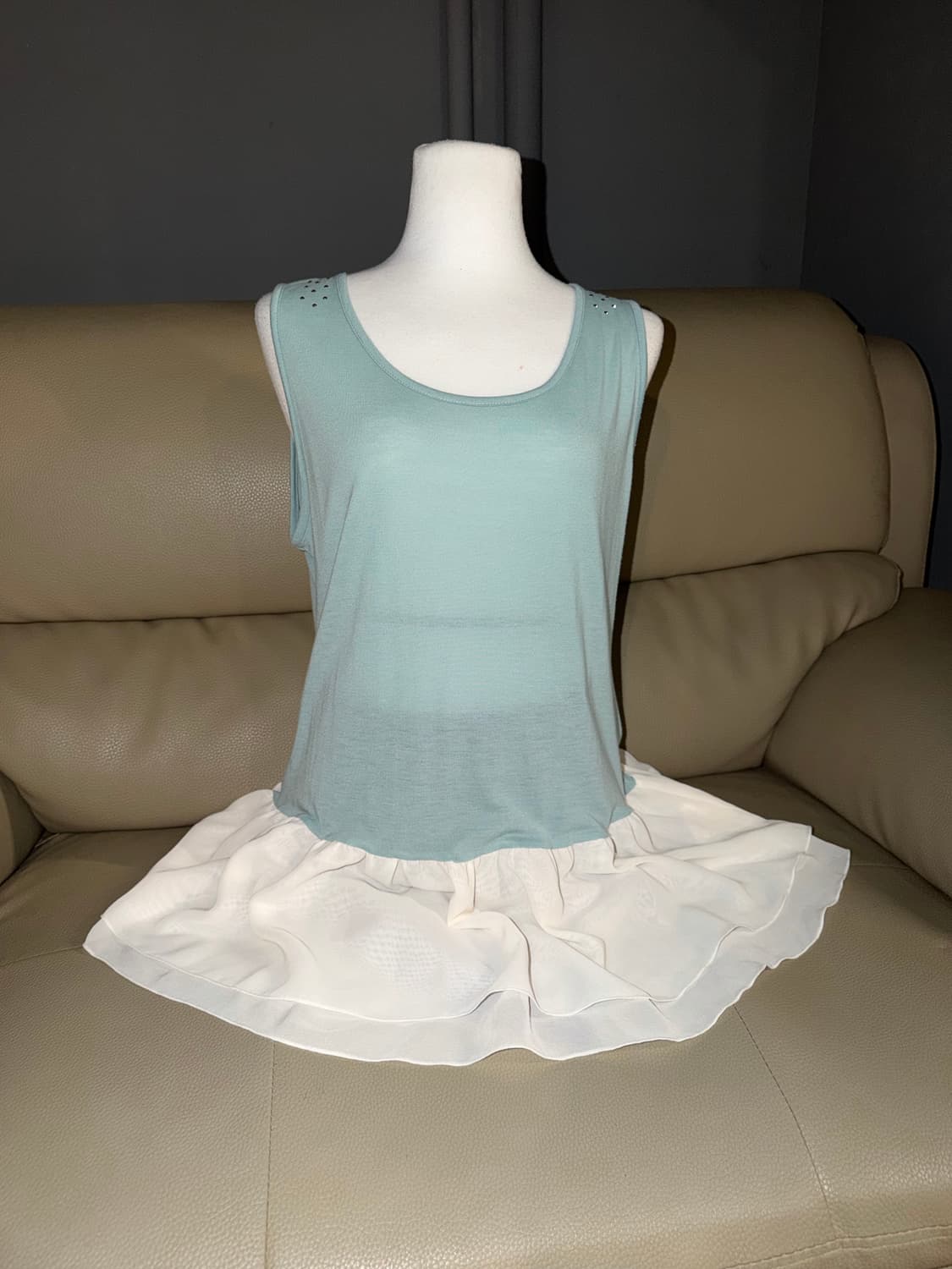 soft mint frill layered sleeveless 상품이미지1