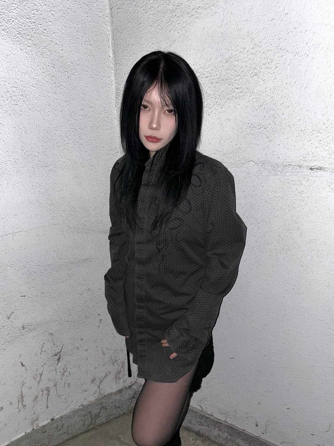 [정품]디젤 도트 패턴 자수 셔츠 상품이미지1