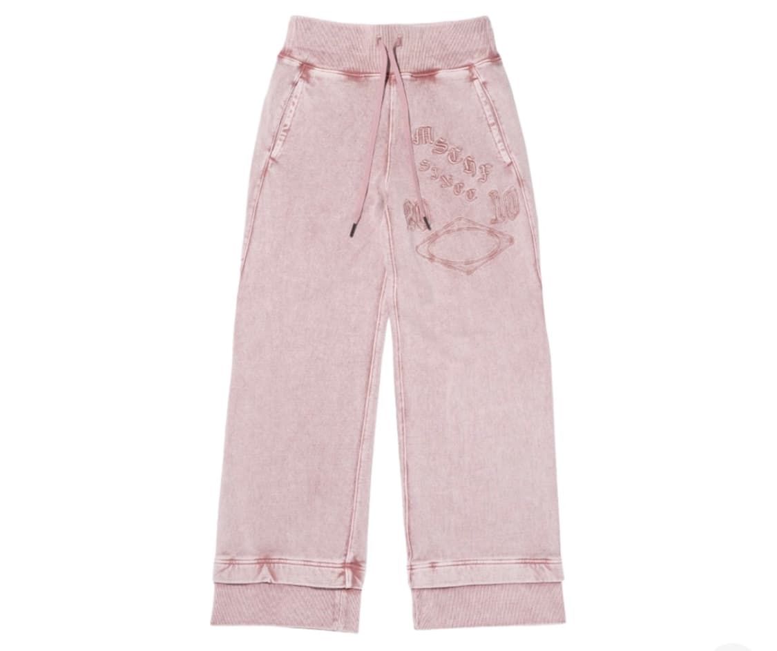 미스치프 밴딩 스웨트팬츠 워시드 핑크 브라운 상품이미지1