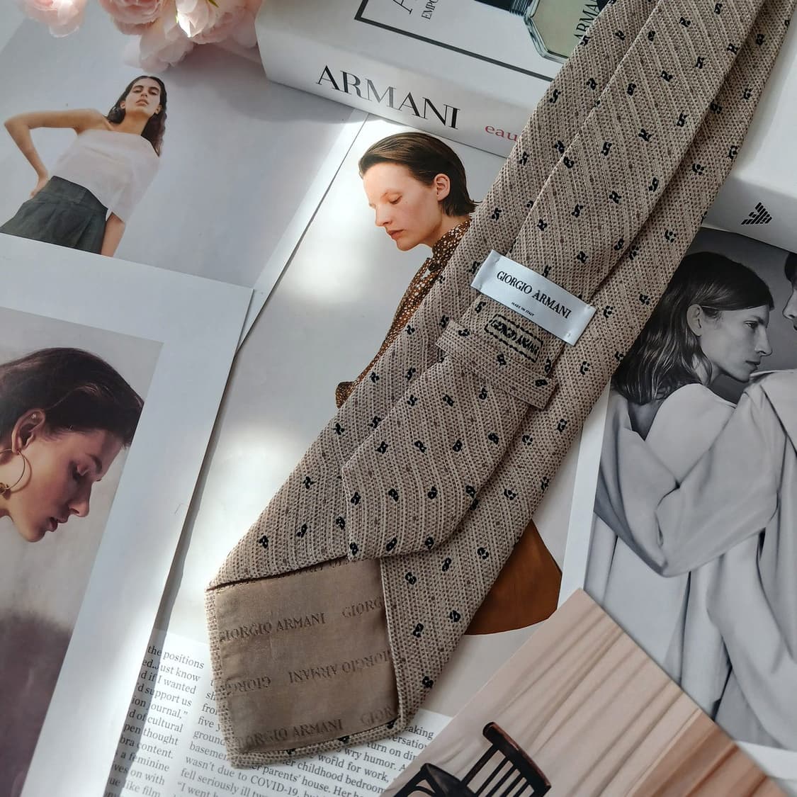 조르지오 아르마니 실크 텍스처 도트 넥타이 9.7cm A등급 A19060 상품이미지4