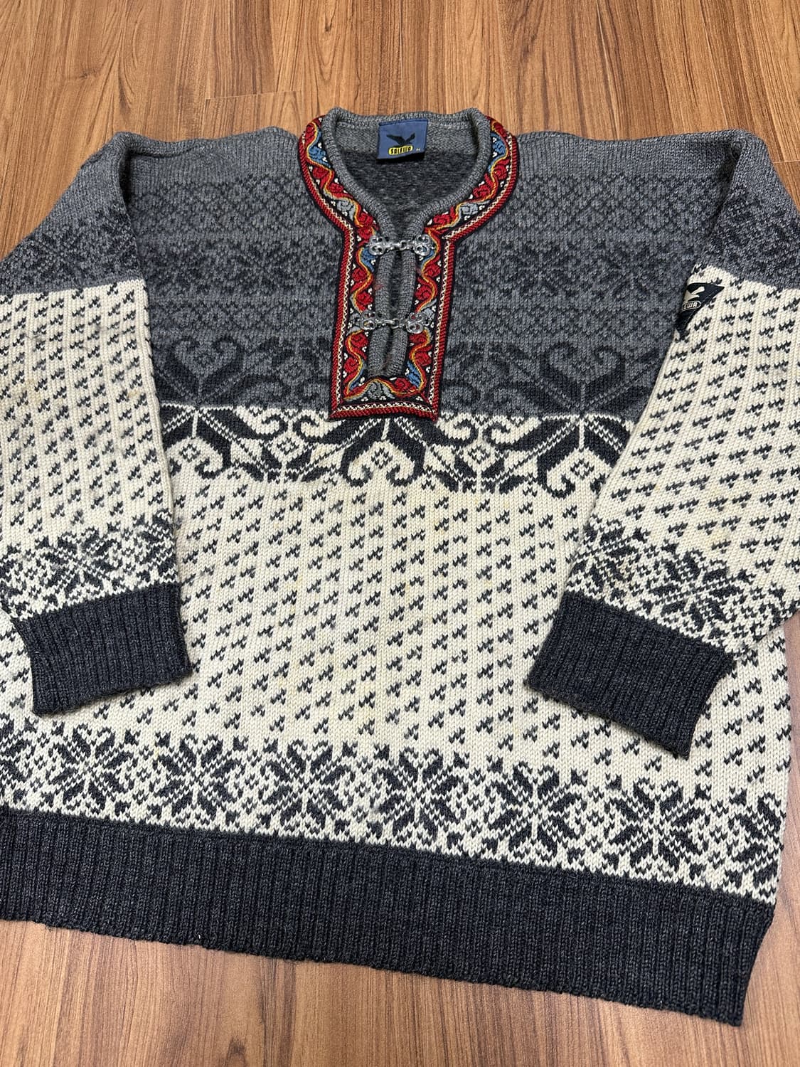 노르웨이산 빈티지 헤비울 노르딕 니트 스웨터 M 상품이미지5
