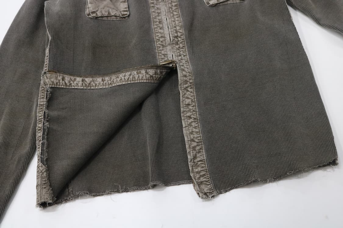 빈티지 카키 그레이 코듀로이 믹스 밀리터리 집업 자켓 (L) 상품이미지6