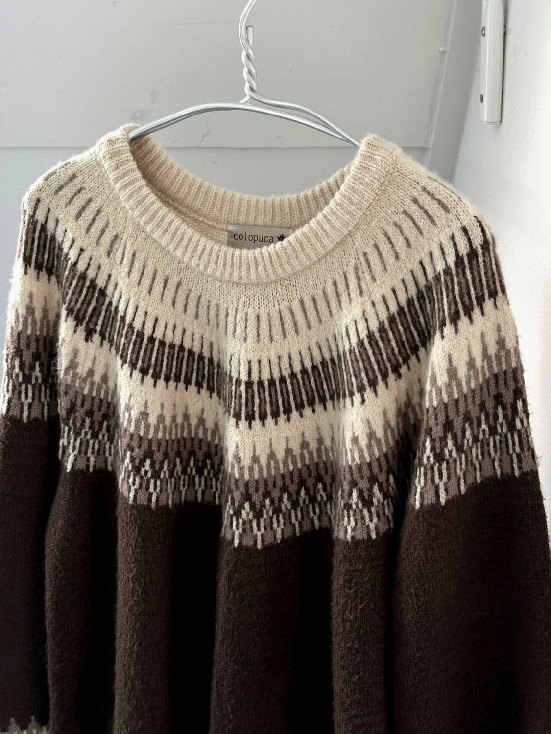 Brushed fabric Nordic pattern wide knit 상품이미지3
