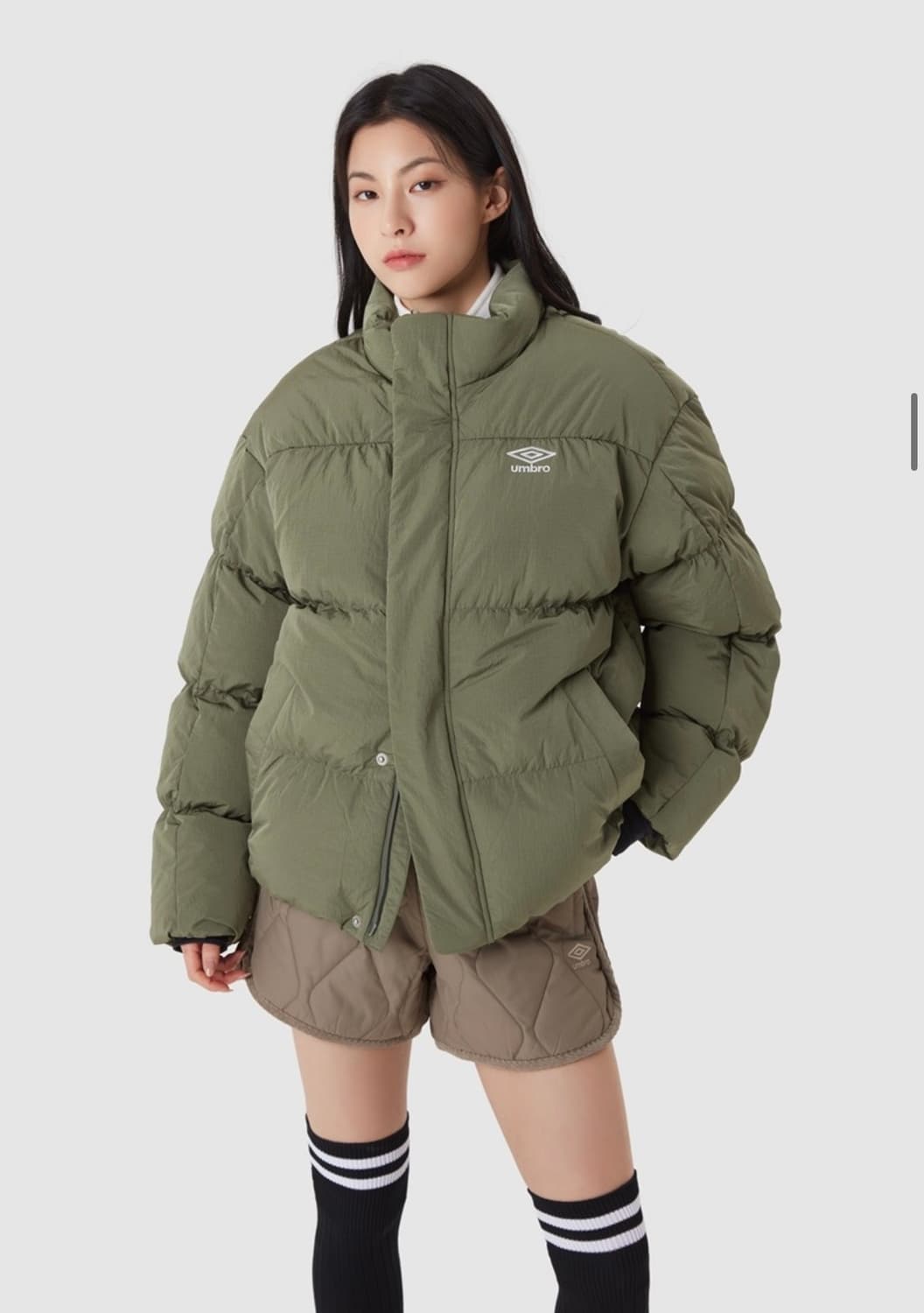 엄브로 나일론 메탈 스탠넥 구스다운 자켓 블랙 패딩 상품이미지5