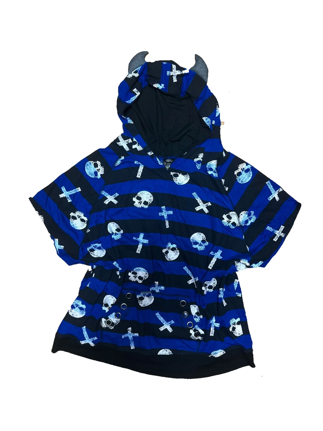 DIG DEEP 디그딥 펑크 해골 십자가 데빌 후드티 블루 상품이미지1