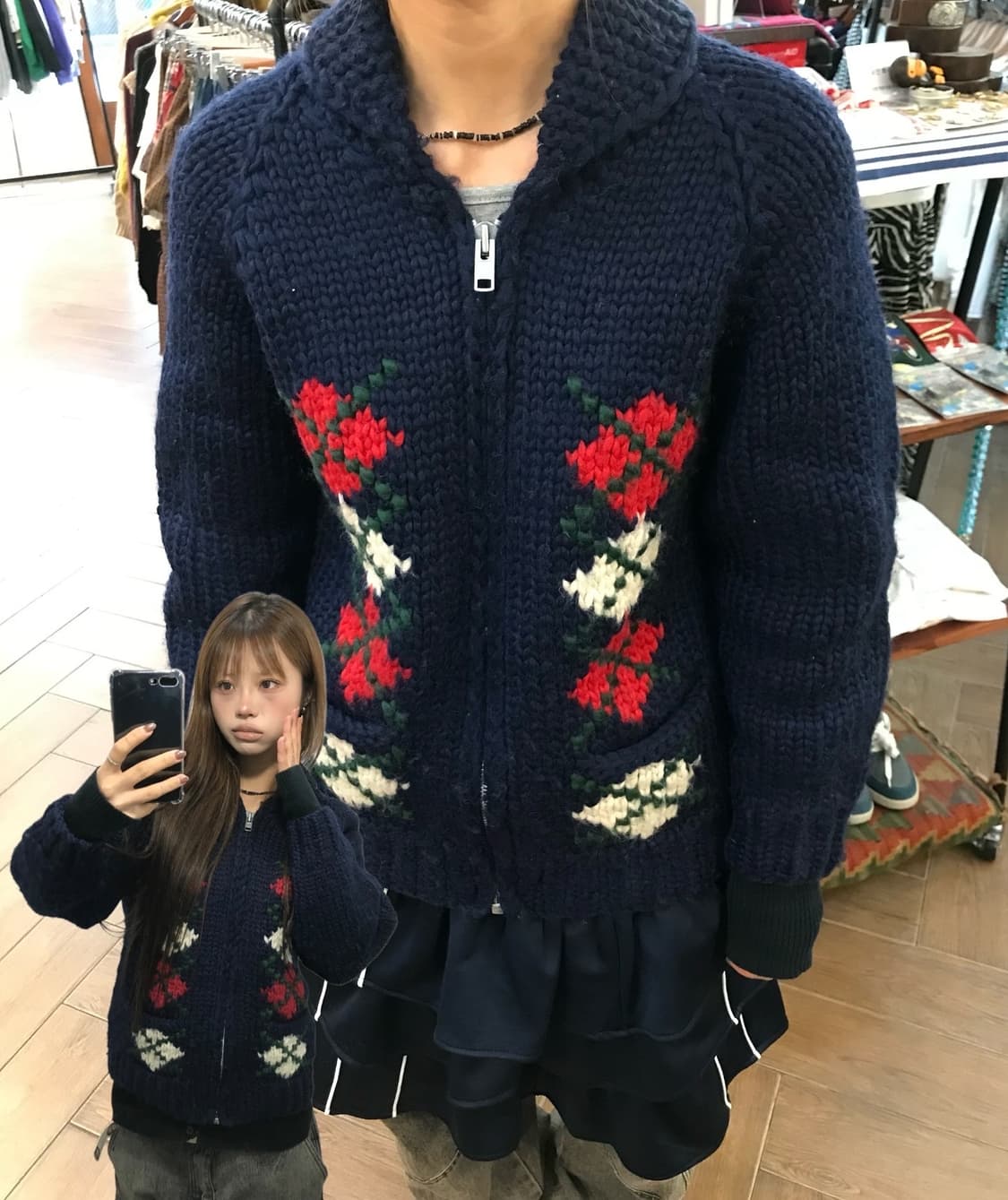 🌹네이비 자수 코위찬 집업 (Made In Canada)🌹  상품이미지1