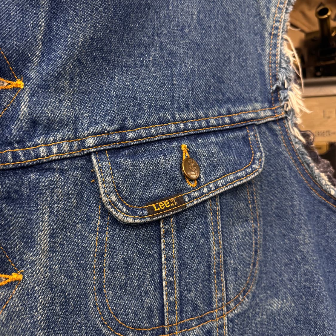 90s LEE 101J 스톰 라이더 디스트로이드 데님 베스트 N000 상품이미지4