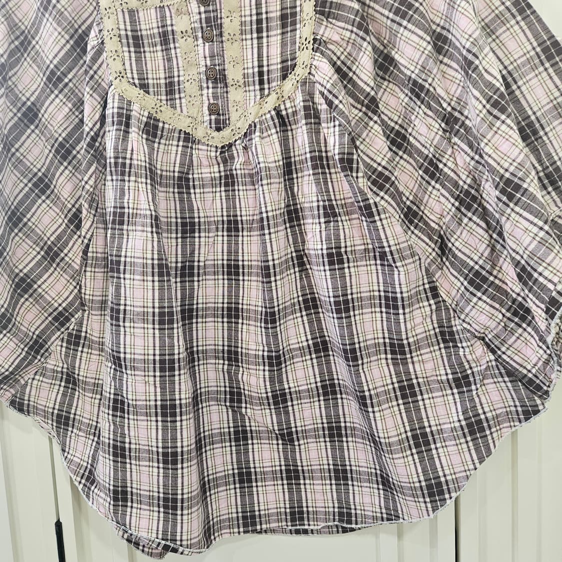 딸기초코 체크 판쵸블라우스 상품이미지4