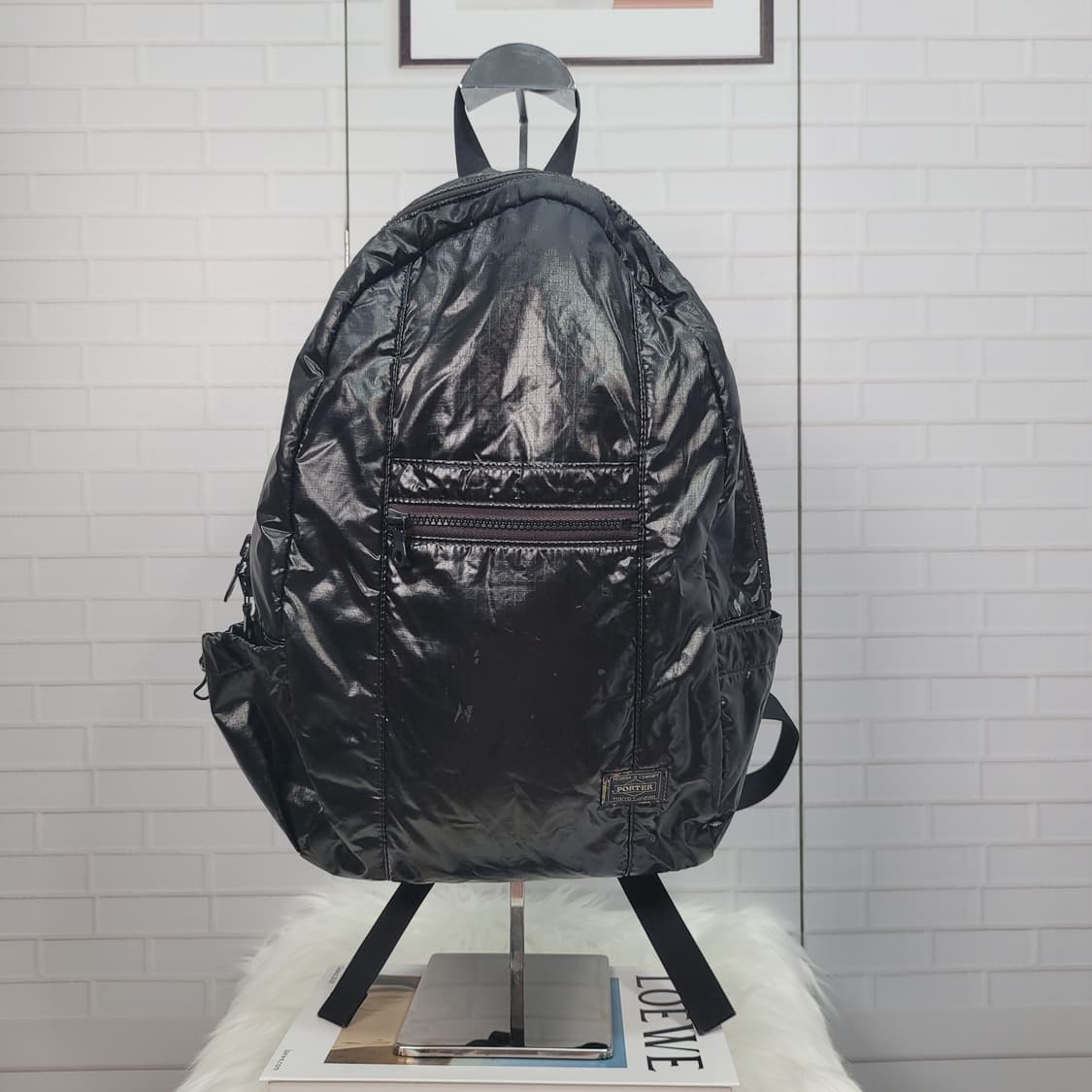 포터 Cire 유광 블랙 코팅 백팩 배낭 남여공용 상품이미지1