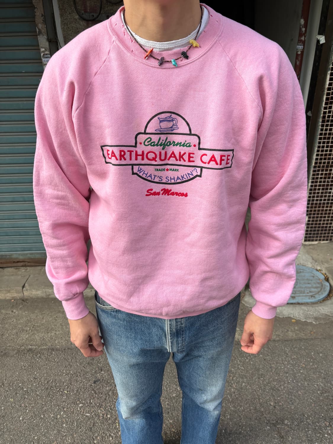 RH-04 90s 프룻오브더룸 핑크 워싱, 데미지 커스텀 스웻셔츠 상품이미지5