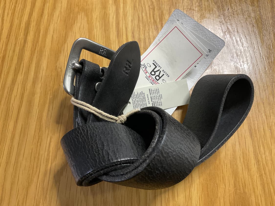 RRL 더블알엘 핸드 버니시 레더 벨트 블랙 30 상품이미지2