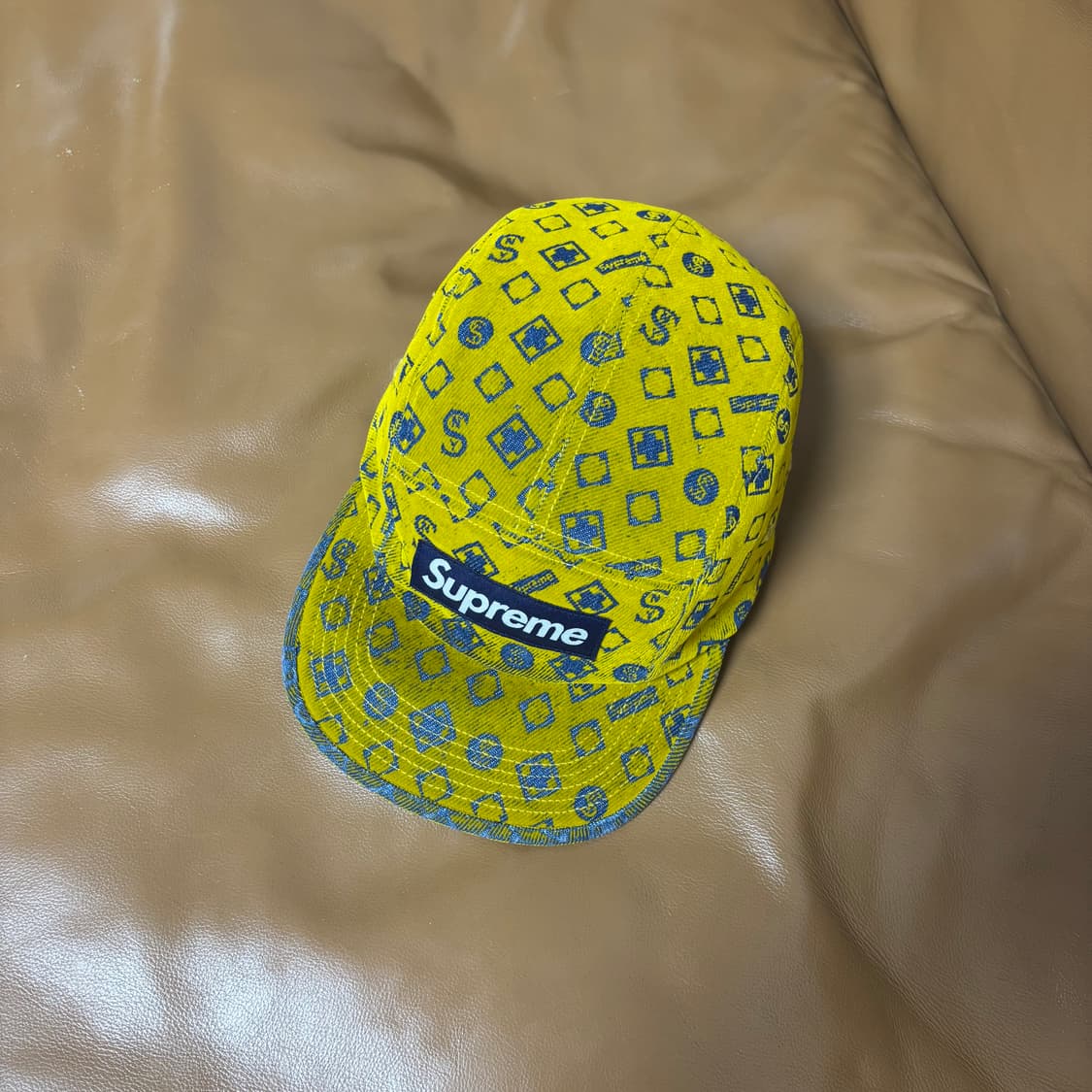 슈프림 캠프캡 모자 박스로고 머스타드 상품이미지5