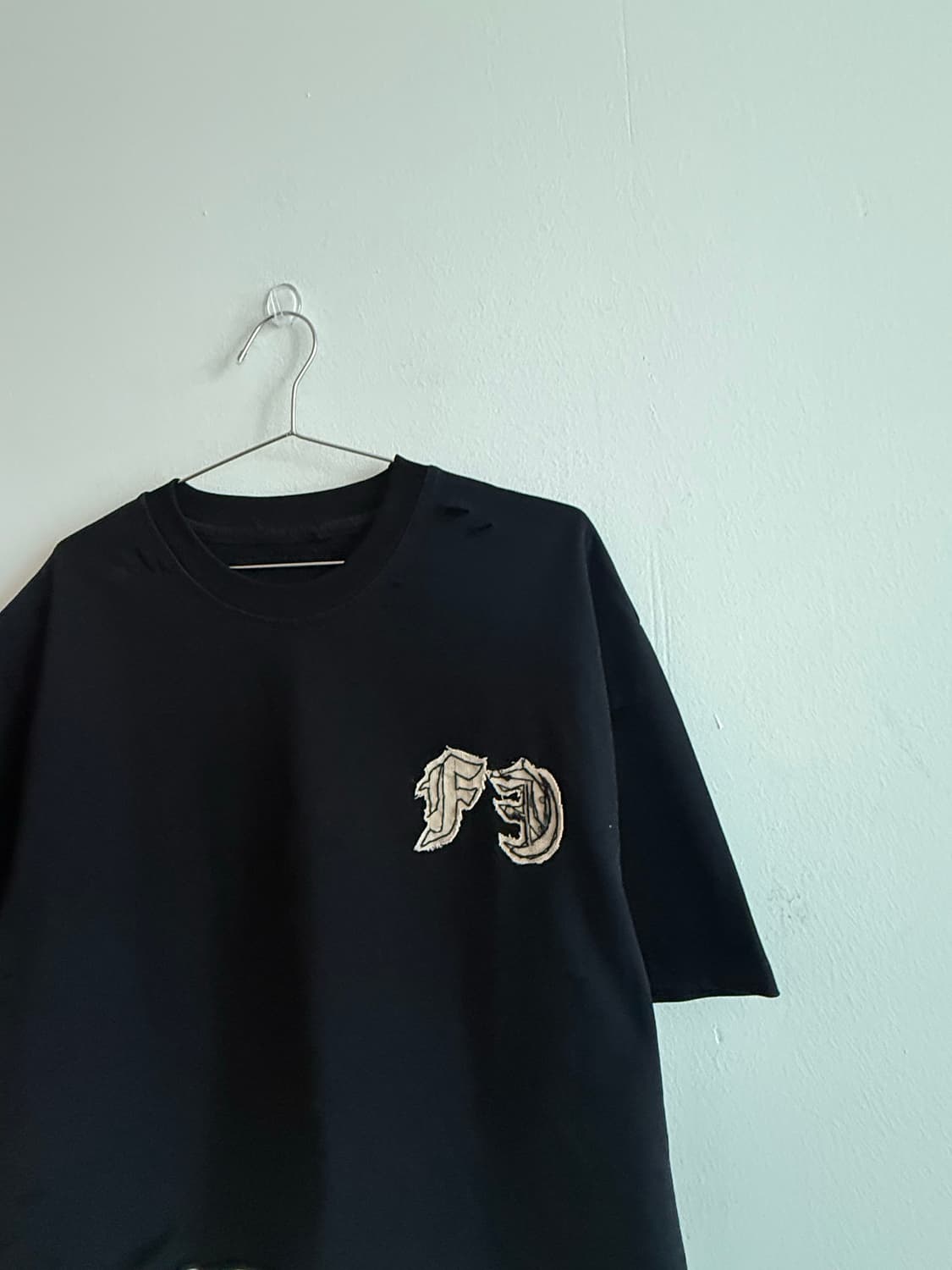 핸드메이드 빈티지 자수패치 커스텀 반팔티  상품이미지6