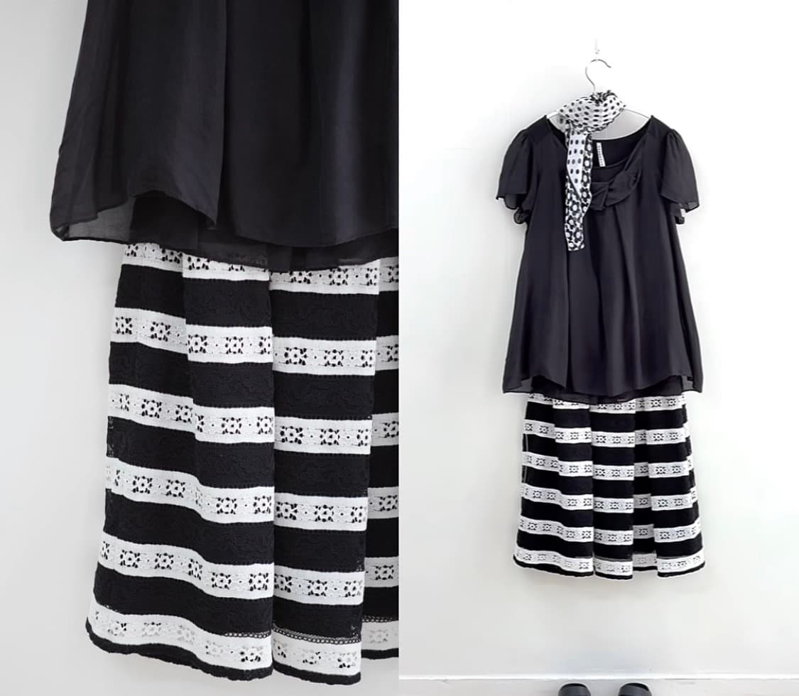 빈티지 블랙 레이스 스커트 상품이미지1