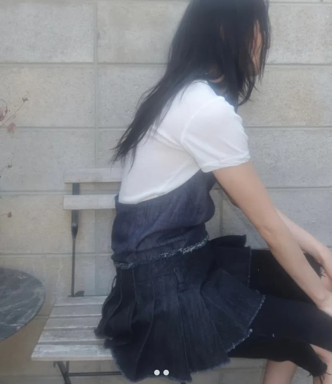 청 데님 플리츠 미니 스커트 랩 상품이미지3