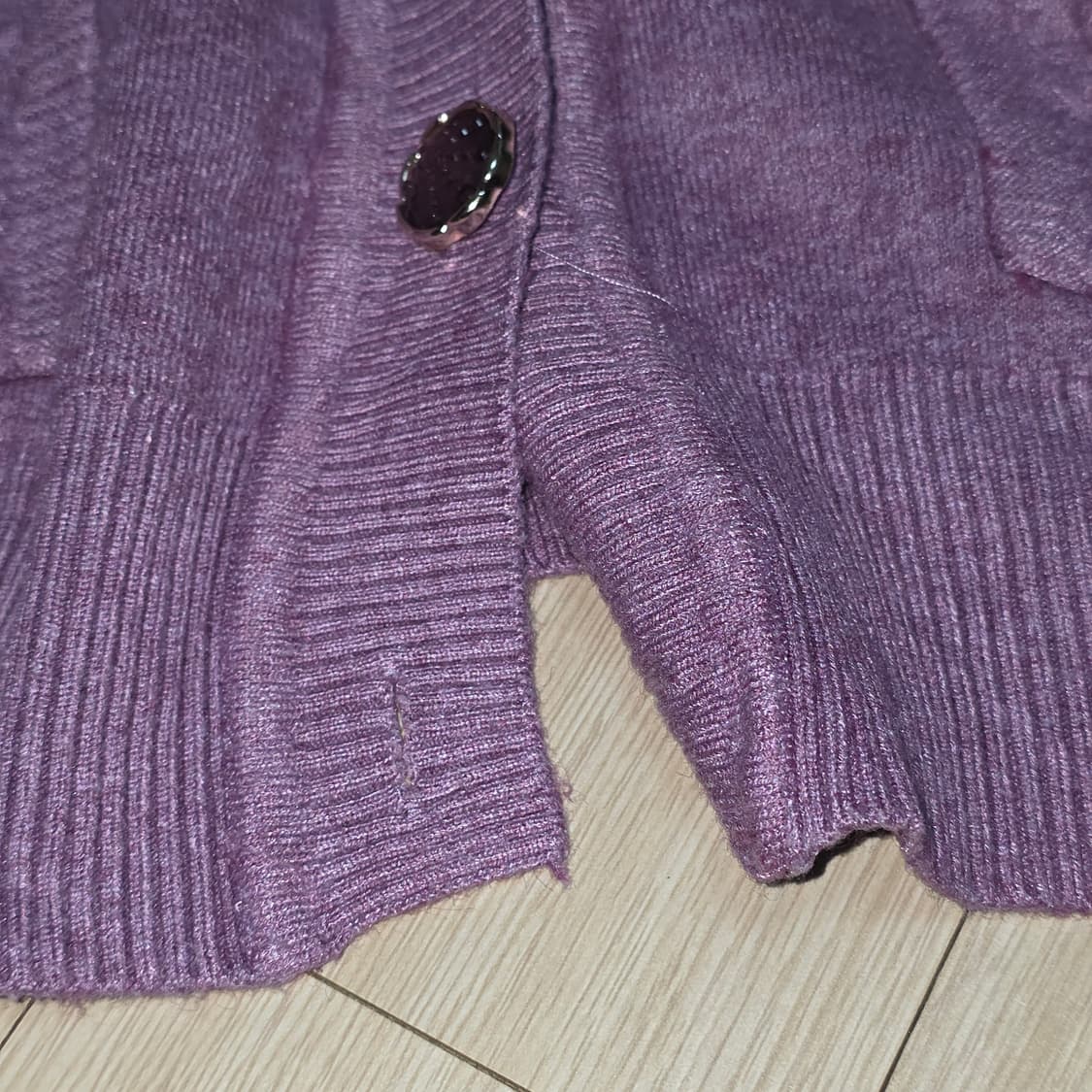 빈티지)퍼플 속안감 기모 앙고라겨울 플라워 자수 큐빅 로맨틱 모리걸가디건 상품이미지5