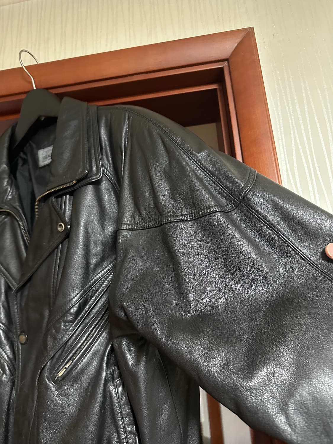 빈티지 소가죽 더블 카라 블루종 블랙 XL 사이즈 상품이미지3